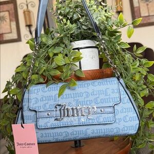 Juicy Couture Light Blue Shoulder Bag with Silver Accents